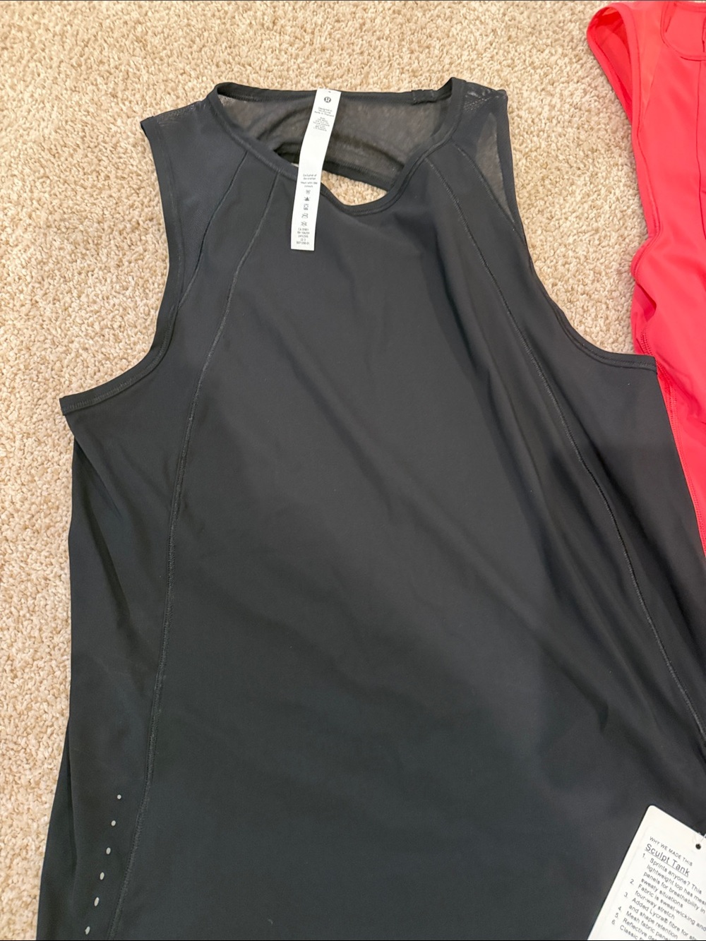 2 lululemon athletica Black and Coral Sleeveless Workout Tank Tops - Picture 2 of 8